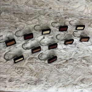 Set of 11 Rectangular Shower Curtain Hooks. Brown, Cream, Tan & Burgundy